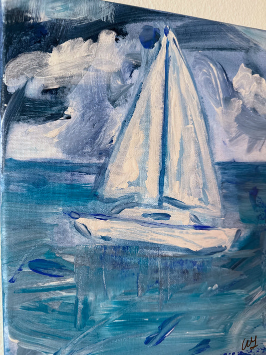 Studio Study: SAILBOAT 9x12 Original Maritime Art